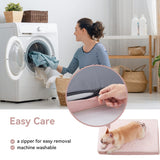 WATANIYA PET Memory Foam Orthopedic Large Dog Bed, Washable Dog Bed for Crate with Cooling Gel Mattress, Waterproof Liner and Plush Removable Cover for Extra Large Dogs (Pink)