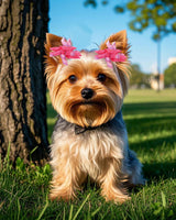 PET SHOW 20 Pack/10 Pairs Pink Curly Dog Hair Bows with Rubber Bands for Small Medium Dogs Girl Spiral Puppy Swirl Topknot Cat Female Holiday Hair Accessories Pet Favor Gift(Pink)