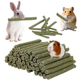 ARTKIDA 100PCS Timothy Hay Sticks for Rabbits Guinea Pigs Chinchillas Chew Treats, Natural Timothy Grass Molar Teeth Stick Bunny Chew Toys for Rabbits Chinchillas Guinea Pigs Hamsters Rodents