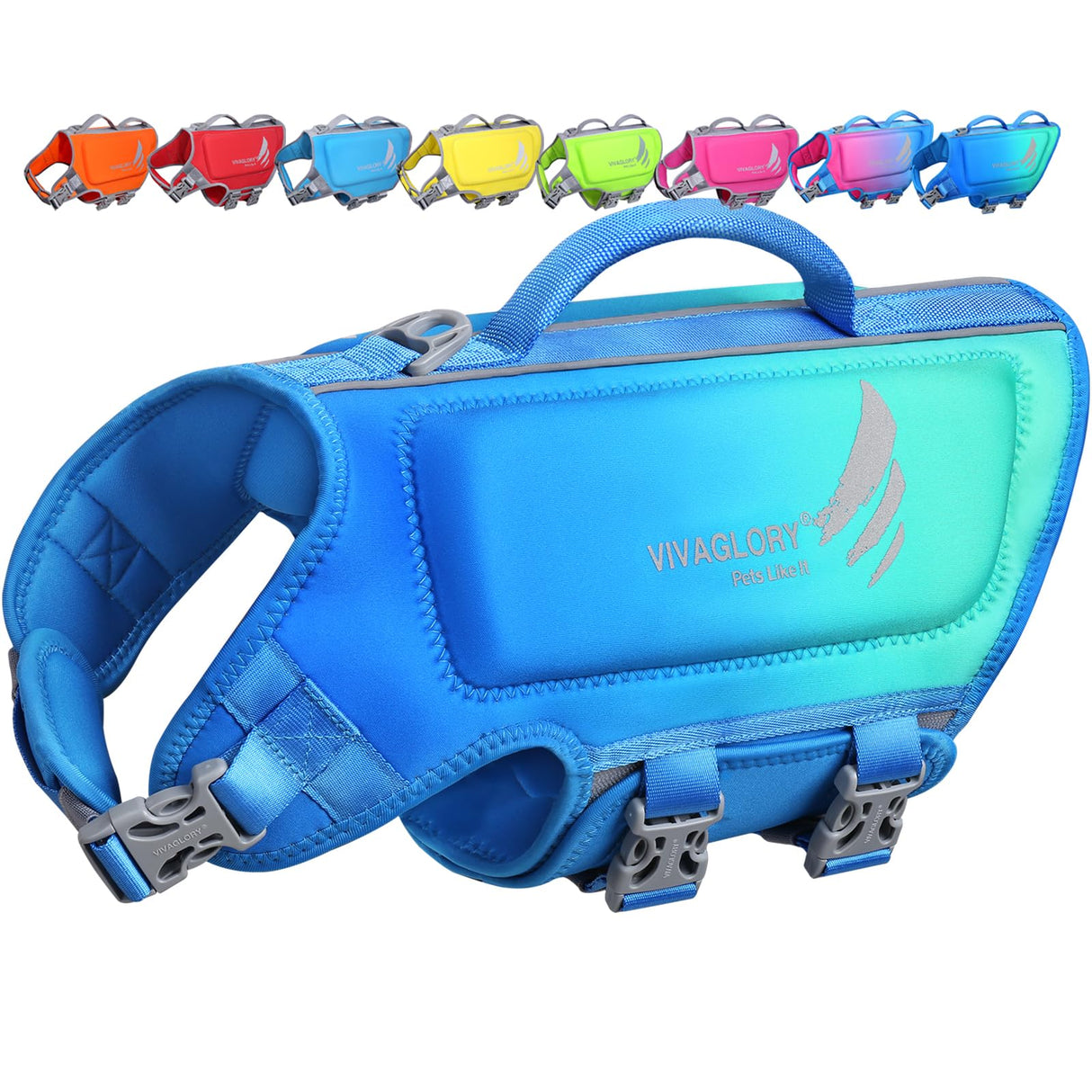 VIVAGLORY High Buoyancy Dog Life Vest, Swimming Vest with Handle, Dog Life Jacket for Swimming & Boating, Buoyancy for Puppy Doggy, S, Turquoise