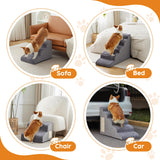 Dog Stairs for Small Dogs, 4-Step Dog Ramp for Bed 19.7" H, Dogs Steps for Bed, Couch, Pet Stairs with Non-Slip Bottom Design, Cat Scratching, High Density Foam Portable Pet Steps, Indoor, Grey