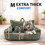 RAFASAFA Orthopedic Dog Bed with Memory Foam, Washable Plush Pet Bed for Small, Medium & Large Dogs, Cozy Bolster Crate Dog Bed for Joint Support & Comfort.(Green)