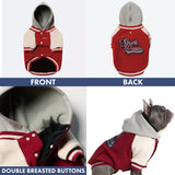 Spark Paws Varsity Dog Hoodie – Premium Dog Sweater for Small, Medium, and Large Dogs | Warm Clothes for Pets, Winter Jacket Alternative - Red - M