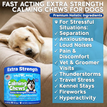 Load image into Gallery viewer, Well Loved Calming Chews for Dogs - Dog Calm Treats, Made in USA, Vet Recommended, Behavior Support with Melatonin &amp; Hemp, Stress, Separation, Fireworks, Travel, Extra Strength
