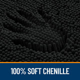 Black Bathroom Rug 30x20, Extra Soft Absorbent Chenille Bath Rugs, Rubber Backing Quick Dry, Machine Washable Bath Mats for Bathroom Floor, Tub and Shower, Home Decor Accessories