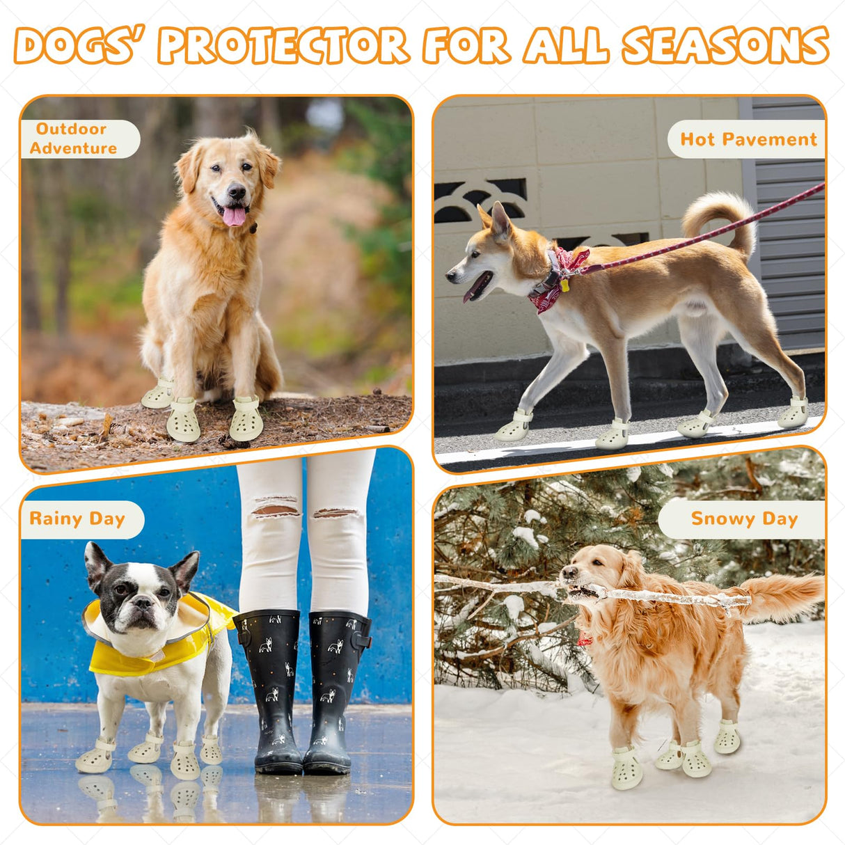 Dog Shoes for Medium Large Size, Breathable Dog Shoe for Hot Pavement, Dog Booties and Paw Protectors, Non-Slip Waterproof Dog Sandals Boots with Reflective for Rain, Summer, Hiking, Snow (Size 9)