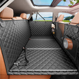 REEVAA 2.0 Hard Bottom Back Seat Extender for Heavy-Duty Dogs, Dog Car Seat Cover with Cushion Sponge, Waterproof Dog Hammock with Mesh Window for Car, Universal Fits for SUV/Small Truck, L, Black