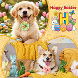 Huhumy 50 Pcs Easter Dog Collar Bow Ties Bulk Easter Day Charm Flower Attachment Collar with Rabbit Bunny Egg Carrot Triangle Pet Scarf Bowtie for Small Medium Large Cats Costume
