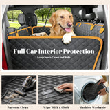 IIVZJY Back Seat Extender for Dogs - Anti-Scratch & Waterproof Backseat Protector, 600D Upgraded Material Pet Hammock with Mesh Window, Easy to Clean Dog Bed for Car, SUV, Truck,Orange