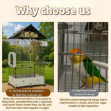 60in Large Flight Bird cage, Equipped with Bird's Nest， Ladder, Swing, Feeder, etc. with Wheels for Easy Outdoor Movement, Suitable for Parrots, Pigeons (Black, 28.4" L x14.2W x 60" H)