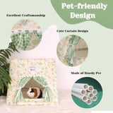 Guinea Pig Hideout Large with Curtain, Bunny Hideout, Machine Washable Guinea Pig Hide Tent Houses & Habitats, Small Animal Hideout for Pet Rabbit, Ferret, Rat, Chinchilla, Squirrel (Flower, Large)