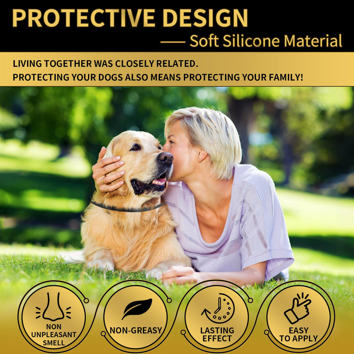 Lerqua Flea Collar for Dogs 4 Pack, 32 Months Comfort Flea and Tick Prevention, Waterproof Dog Flea and Tick Collar, Adjustable Flea and Tick Treatment for Dogs - One Sizes Fit All (Black)