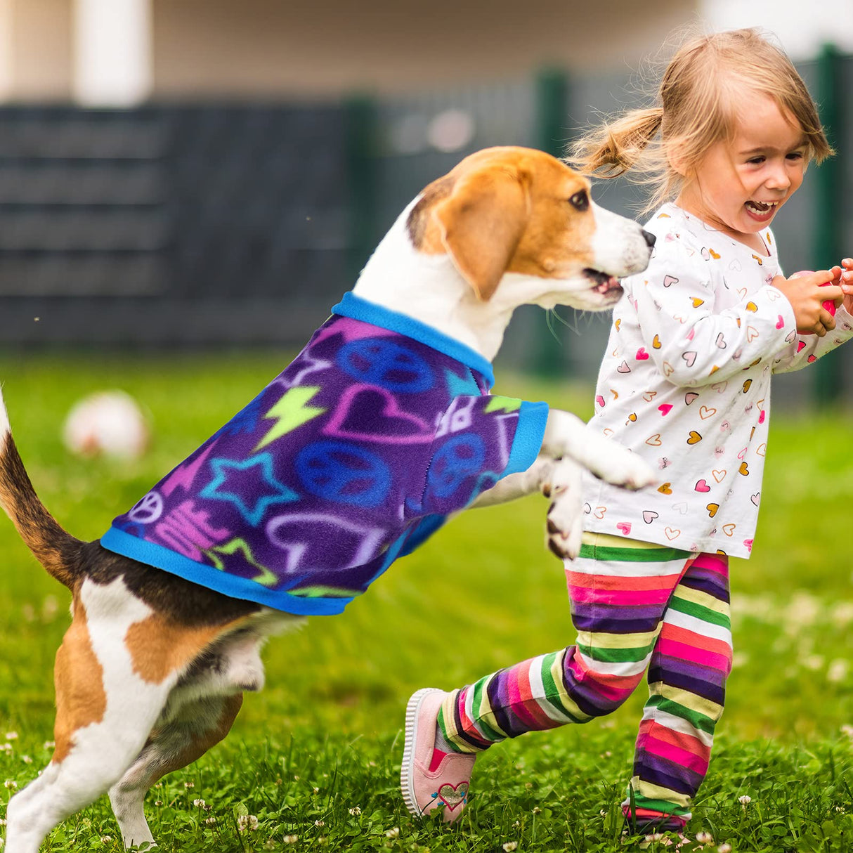 7 Pcs Dog Fleece Sweaters Dog Sweatshirt Winter Outfits Soft Fleece Puppy Sweater Outfits for Chihuahua Yorkshire Pets Cat(Cool,L(Neck: 13.39", Chest: 19.61", Back: 14.17"))