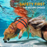 Queenmore Extra Large Dog Life Vest for Swimming Boating,Adjustable Ripstop Dog Life Vest for Large Dogs,Dogs Lifesaver with Rescue Handle, Doggie Swimming Vest for Big Pets,Orange,XL