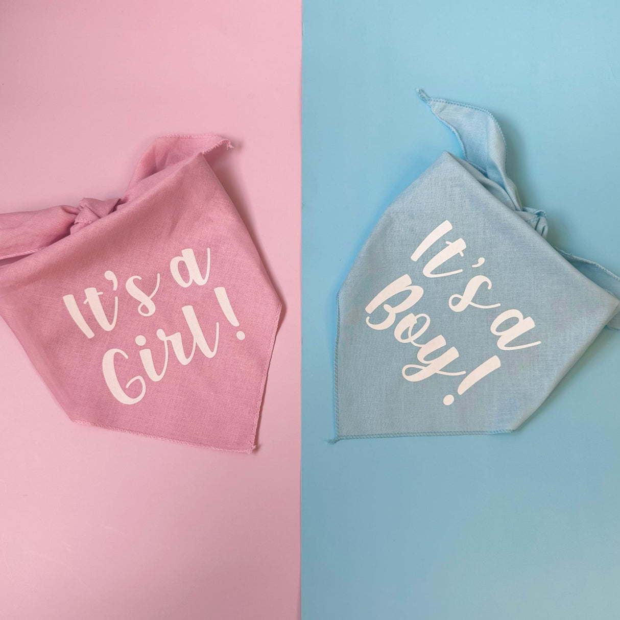 It's A Boy & It's A Girl Dog Bandana Set | Gender Reveal | Baby Announcement Photoshoot Prop | Baby Pink & Baby Blue | Pack of 2 | One Size (57) GB