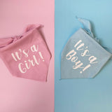 It's A Boy & It's A Girl Dog Bandana Set | Gender Reveal | Baby Announcement Photoshoot Prop | Baby Pink & Baby Blue | Pack of 2 | One Size (57) GB