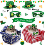 4 Pack St. Patrick’s Day Costume Small Animal Leprechaun Hats Rabbit Shamrock Bow Tie Irish Outfit for Bunny Hamster Guinea Pig Ferret Sugar Glider Lizard (Small)