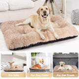 JOEJOY Dog Bed Crate Pad, Deluxe Plush Washable Dog Beds Fulffy Soft Kennel Pad Anti-Slip Pet Sleeping Mat for Medium Small Dogs, 29" x 21", Beige