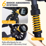 GdnWings Pet Stroller for Small Dogs, Lightweight Small Dog Stroller for Dogs Cats with 6 Shock Absorption System, Detachable Carrier Suitable for Car Seat & Hand Carry, Safe Outings, Black