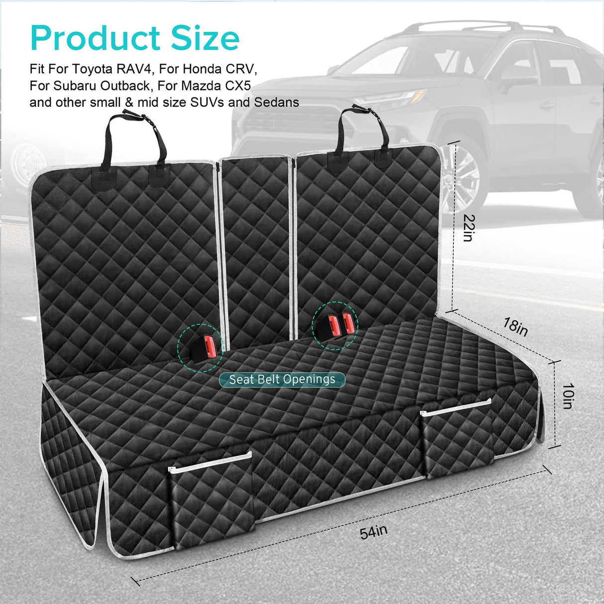 szyuchen Dog Car Seat Cover Compatible with Honda CRV CR-V Toyota RAV4 Back Seat, Pet Bench Backseat Covers with Non-Slip Backing for Small-Mid Sized SUVS and Sedans