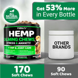 Hemp Calming Chews for Dogs - Advanced Dog Calming Chews - 170 Treats - Anxiety Relief Treats - Hemp Oil - Separation Aid, Stress, Hip and Joint Supplement for Canine Health Support - Beef Flavor