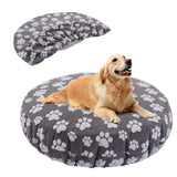BALAPET Washable Dog Bed Covers Replacement Round Waterproof Bed Cover for Dog Soft Pet Bed Cover with Lovely Dog Paw Print and Double-Sided Usable Design,Cover Only(Dark Gray,45 * 45 * 11in)