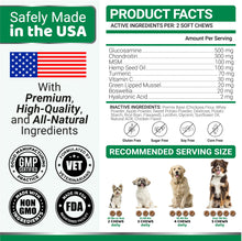 Load image into Gallery viewer, YUMA'S Hemp Hip and Joint Supplement for Dogs - Glucosamine for Dogs - 170 Joint Pain Relief Chews - Chondroitin, MSM - Hemp Oil - Advanced Canine Health Supplement - Mobility Support Treats
