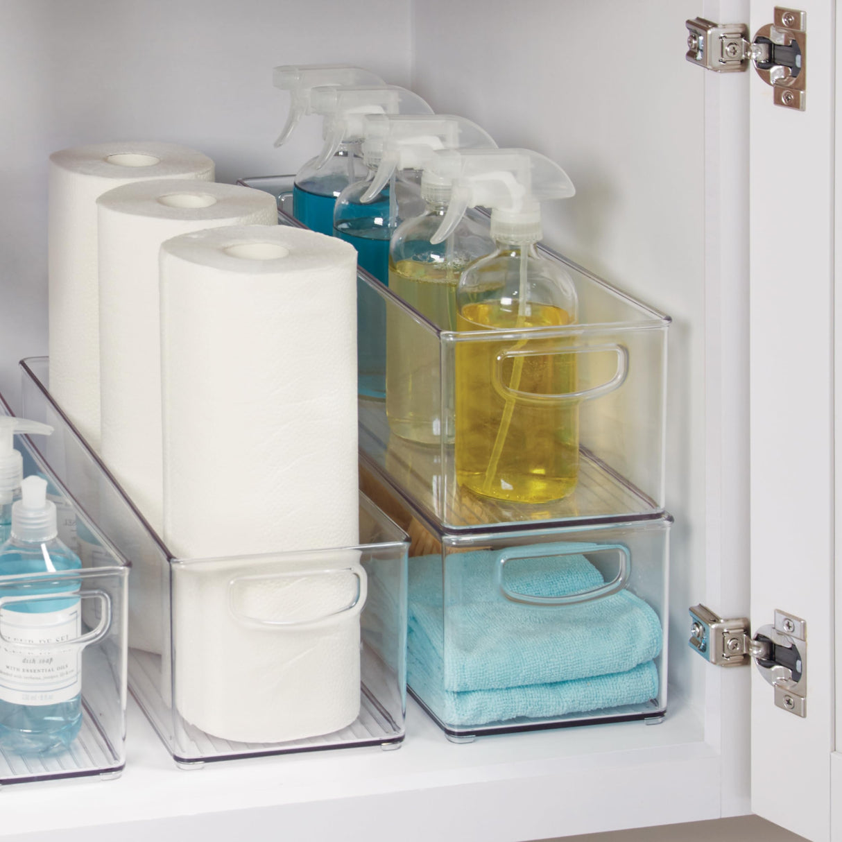 Plastic Stackable Pantry Bin with Handles, Clear