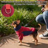 Mosucoirl Dog Fleece Sweater Hoodie Pet Warm Coats Cotton Sweatshirts Winter Clothes Puppy Pullover Jacket Dog Jumpsuit for Small Medium Dogs Cats Teddy Poodle Chihuahua (Red&Pink, 2XL)