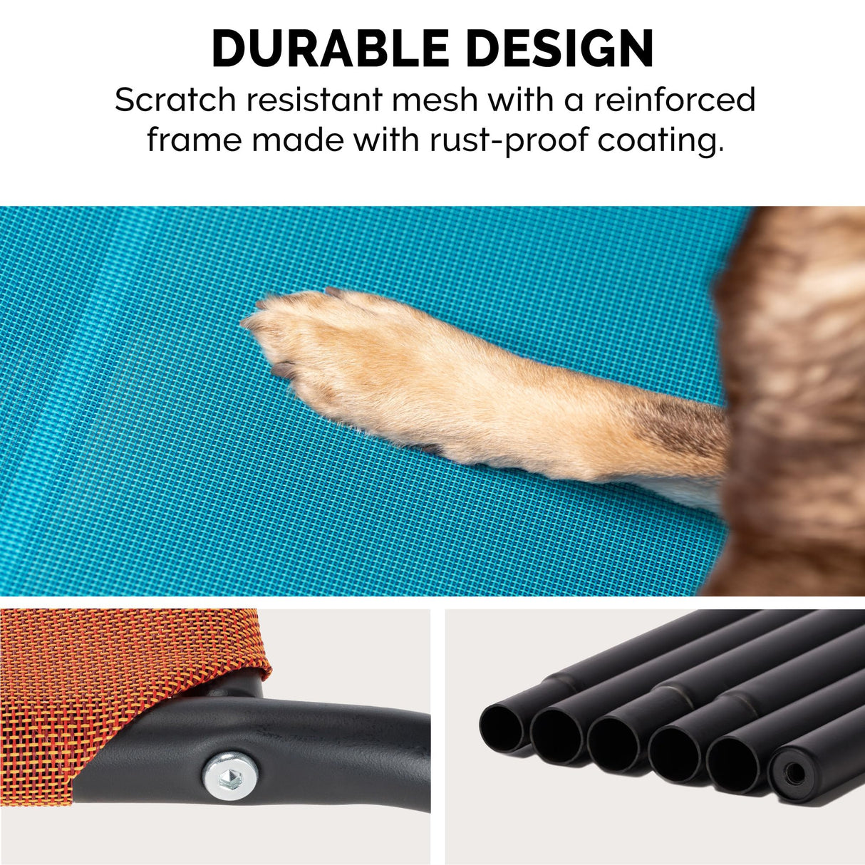 FurHaven Elevated Pet Cots - Cooling & Breathable Nylon Mesh Hammock for Large Dogs/Easy-to-Assemble / / Durable and Reinforced/Perfect for Rest & Relaxation Outdoors - Graphite Gray, Large
