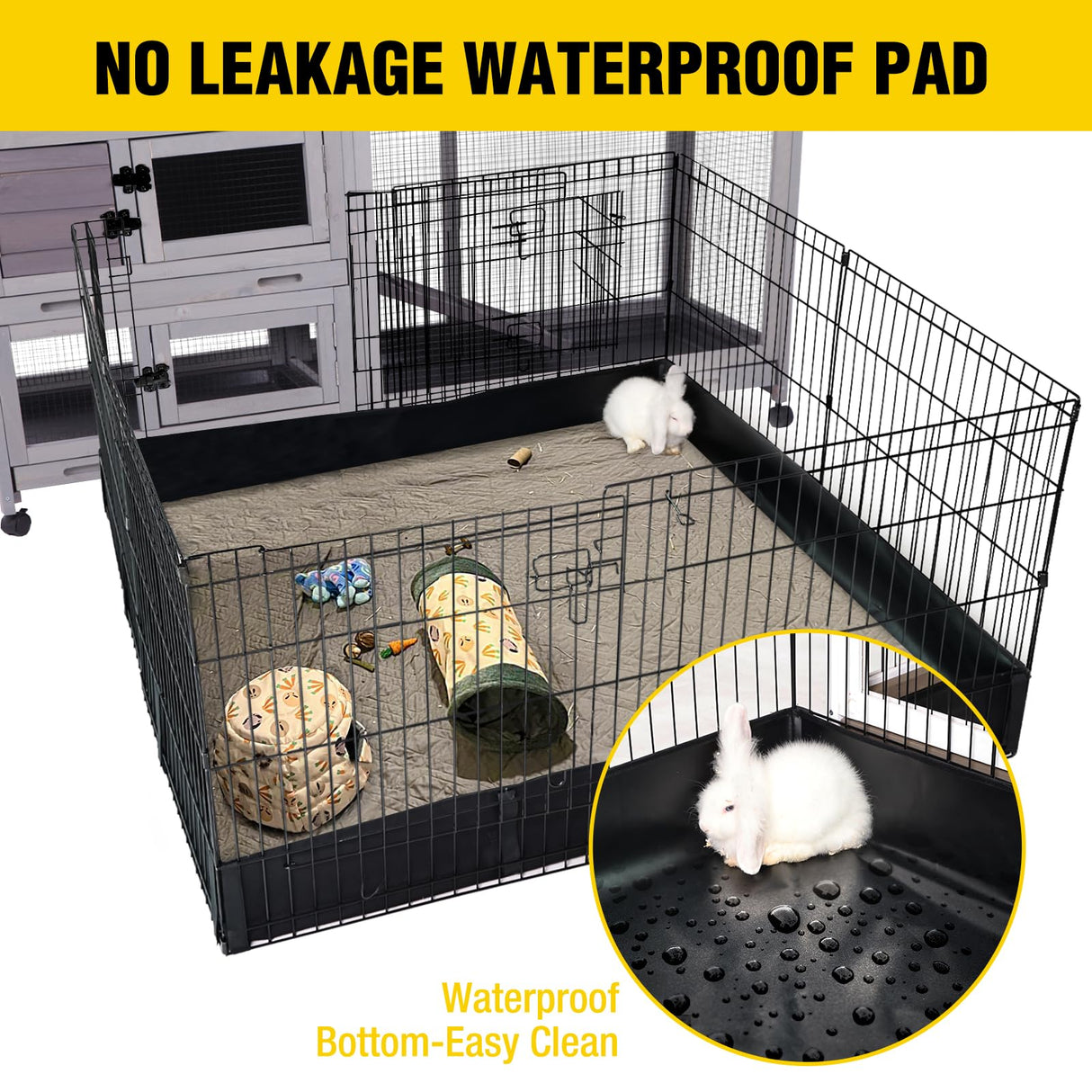 Aivituvin Rabbit Playpen Pet Pen Small Animal Cage with Waterproof Liner - Extension Playpen