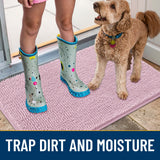 Smiry Dog Door Mat for Muddy Paws 47x24, Absorbs Moisture and Dirt Doormat, Non-Slip Washable Quick Dry Chenille Front Door Mat Indoor Entrance, Entryway Carpet for Inside Floor, Dusty Rose
