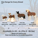 SKIPGEAR Softshell Dog Winter Vest, Fleece Lined Water-Repellent Jacket with Fur-Safe Buckle (No Hook & Loop) for Hiking, Adjustable Reflective Winter Coat for Active Dogs (Brown, X-Small)