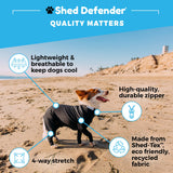 Shed Defender Sport Dog Onesie for Dog Shedding, Seen on Shark Tank, Lightweight Breathable, Bodysuit for Dogs, Pet Jumpsuit, Dog Body Suit, Shed Shirt, Full Body Shed Suit, Hot Spots, Vet Approved