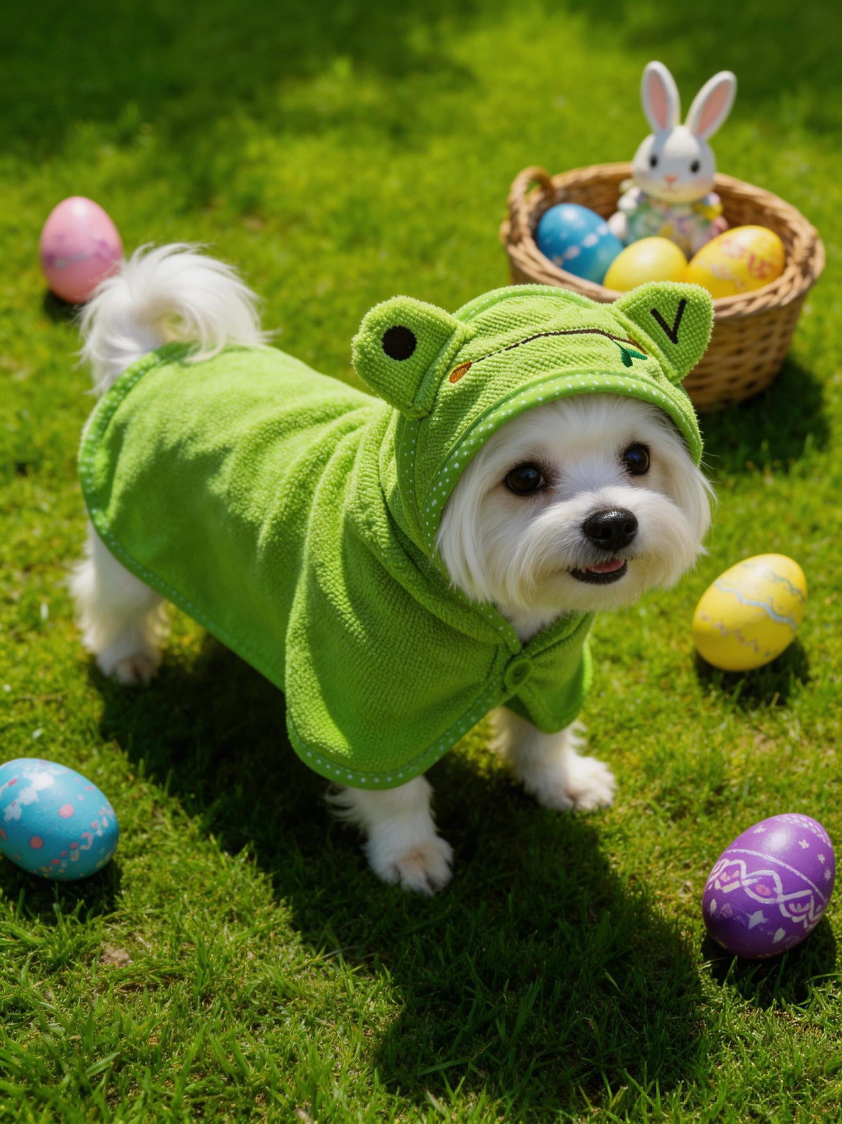 IOICYBF Dog Hooded Bathrobe Towel, Fast Drying Bath Towel Absorbent Warm Blanket Green M