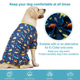LovinPet Big Dog Pajamas for Large Dogs/Prehistoric Adventure Dinosaur Navy Print/Lightweight Stretchy Knit Pullover Dog Clothes/Large Dog Onesie, Pet Pajamas for Dogs, Pet PJ's/XXL
