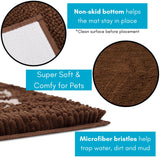 BIRDROCK HOME Chenille Dog Doormat - Absorbent Surface to Keep Floors Clean, Non-Skid Bottom for Safety, Ultra-Soft & Durable, Ideal for Pets, Protects Floors from Dirt - 60 x 30, Brown