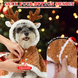 EXPAWLORER Dog Christmas Costume Winter Coat with Hat, Fleece Warm Elk Pet Cloak Cape Blanket with Antlers for Cold Weather, Thicken Dog Sweater Jacket Clothes for Small Medium Large Dogs Cats BrownXL