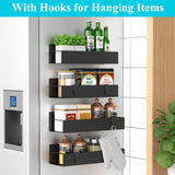 Metal 4 Pack Magnetic Spice Storage Rack Organizer for Refrigerator and Oven, Black Fridge Organizers and Storage, Metal