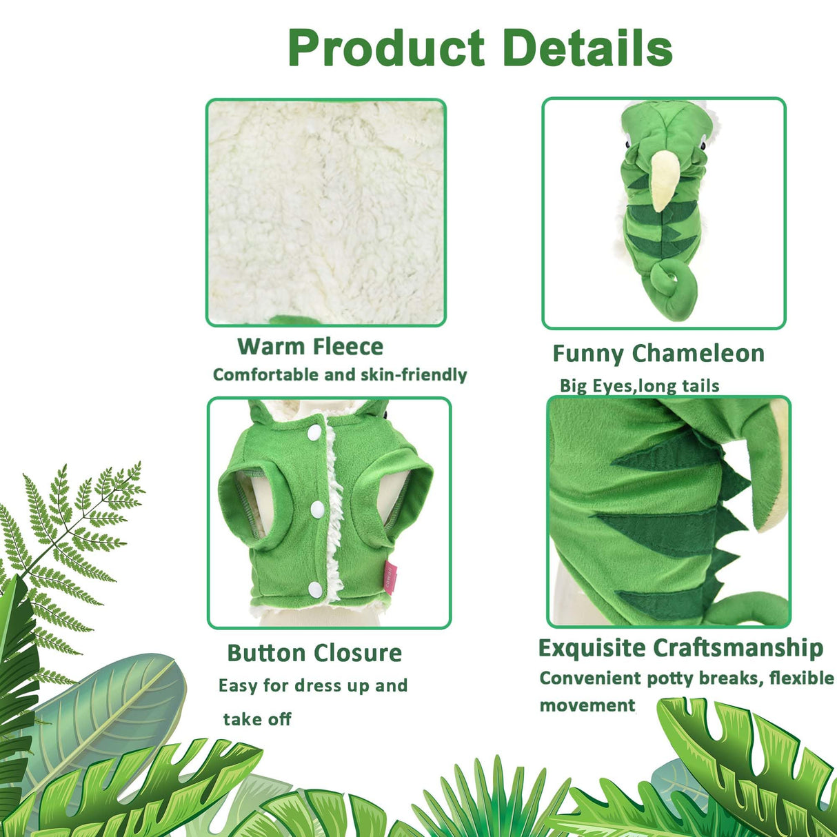 MuYaoPet Chameleon Dog Costume for Halloween,Winter Fleece Pet Cat Coat Jacket for Small Medium Large Dog,Pet Funny Clothes Hoodie Labrador Bulldog Chihuahua (Green,3XL)