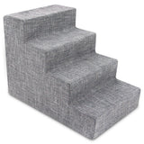 Best Pet Supplies Dog Stairs & Steps - Foam Steps for Small Dogs & Cats, Non-Slip Indoor Balanced Pet Step Support, Dog Ramp, No Assembly, Ash Gray Linen, 4-Step (18-inch Height)