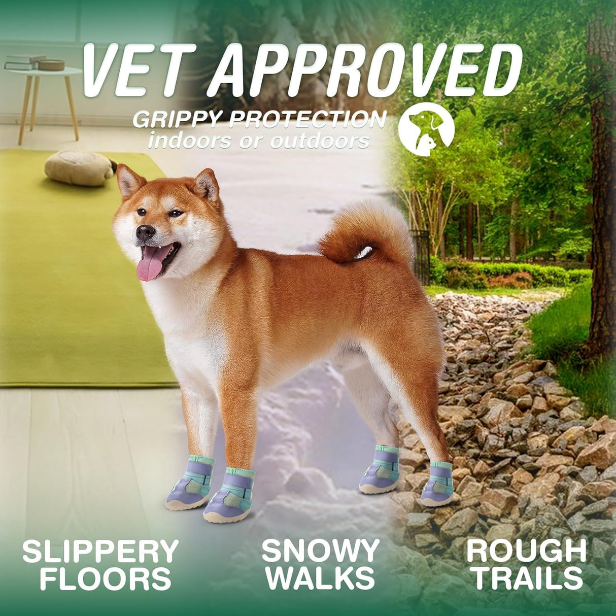 Aokown Dog Shoes for Medium Dogs, Large Dog Boots for Winter Snow, Hot Pavement, Dog Booties & Paw Protectors Blue Size 4