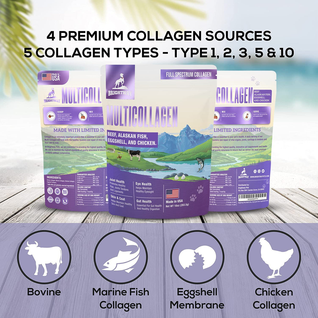 Multi-Collagen Peptide Daily Liquid Collagen for Dogs, Dog Collagen, Eggshell Powder Membrane for Dogs - Arthritis, Skin & Coat Health, Allergies,Dog Mobility Hip & Joint Pain Joint Supplement Relief