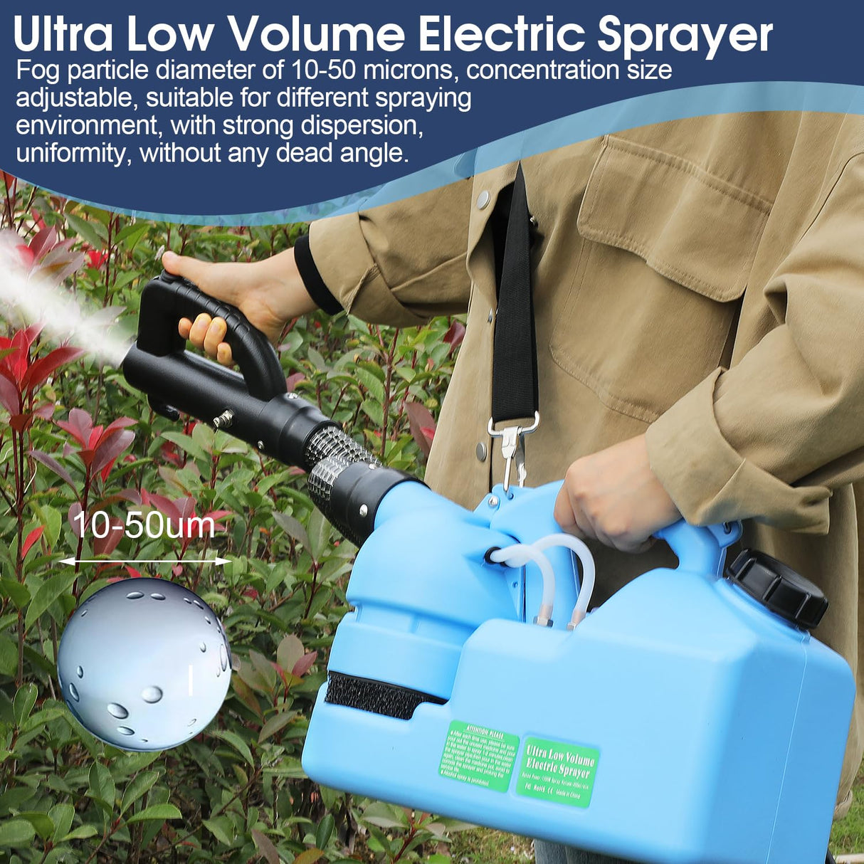 7L (1.85 Gallon) Electric ULV Fogger Machine Portable Ultra-Low Atomizer Sprayer Ultra Low Volume Fogger for Indoor and Outdoor Use