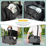 WOYYHO 18lbs Dog Car Seat for Small Dogs with Removable Velvet Liner, Luxury Small Dog Center Console Car Seat Pet Booster CarSeat, Easy Install Stable No Shaking, Waterproof Anti-Slip PU Leather