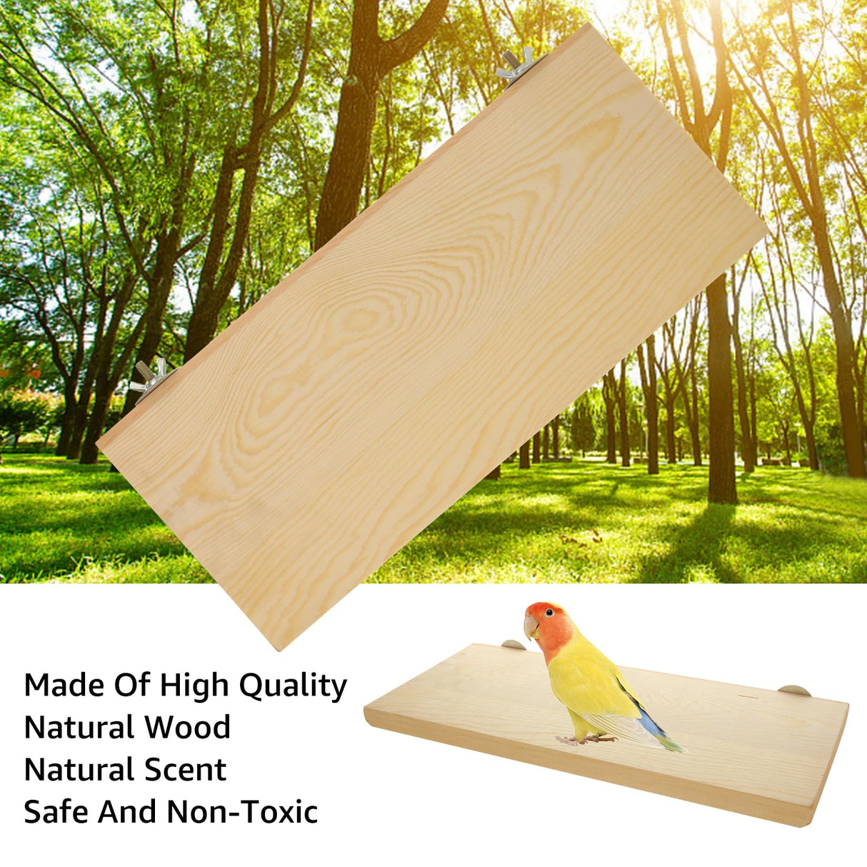Oungy 4 Pack Bird Perch Stand 12.4×5.3 Inch Parrot Wood Platform Rectangle Wood Perch Stand Board Shelf for Parrots Birds Budgie Parakeet Cockatiel Hamster Chinchilla Gerbil
