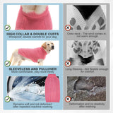 K9meme Large Dog Sweater, Classic Cable Knit Warm Dog Sweatshirt with Reflective Yarn for Girl Boy, Halloween Fall Winter Coat Turtleneck Pullover Clothes Apparel for Small Medium Large Dogs (Pink L)
