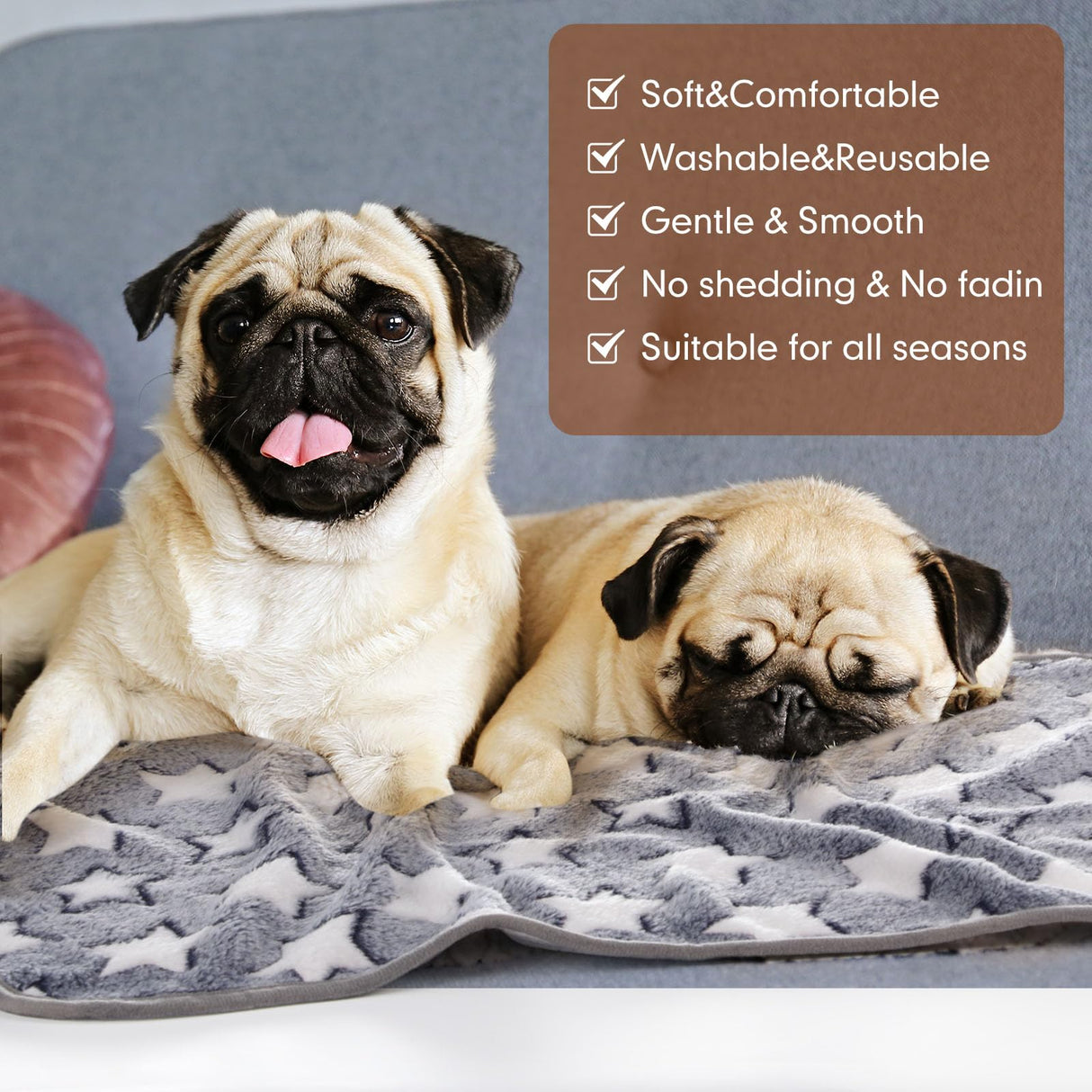 Chumia 40 Pcs Dog Blankets Soft Fluffy Fleece Washable Puppy Sleep Blankets Small Mat for Pets Throw Warm Bed Mat for Dog Puppy Cat (Grey,Heart,Star,Paw,Bone)