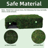 Hollima Mossy Cave Hide for Reptiles, Lizard Moss Hideout with Safe Shelter, Snake Cave Hut for Themed Terrarium Ideal for Gecko Hamster Snake to Rest & Hide