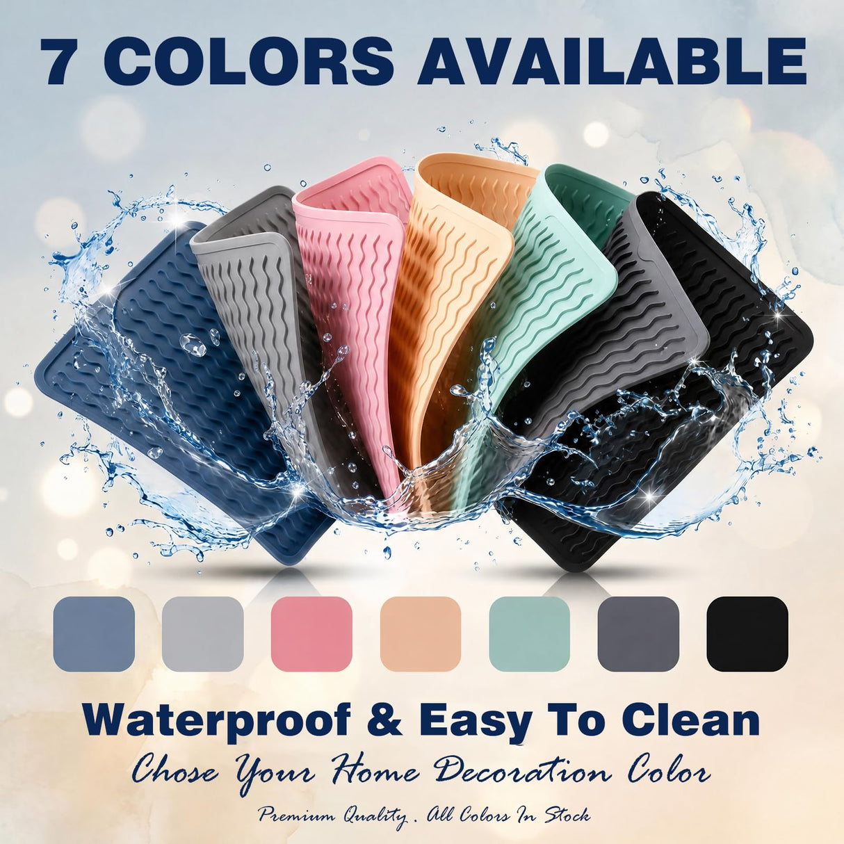 2 Pack Silicone Dish Drying Mat for Kitchen Counter Heat Resistant Under Sink Waterproof Coffee Bar Accessories Dining Rack Stone Utensil Holder Countertop Decor Must Haves 2026